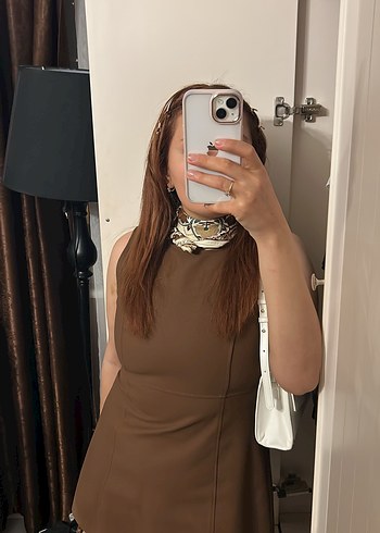 Kahverengi zara elbise - Görsel 3