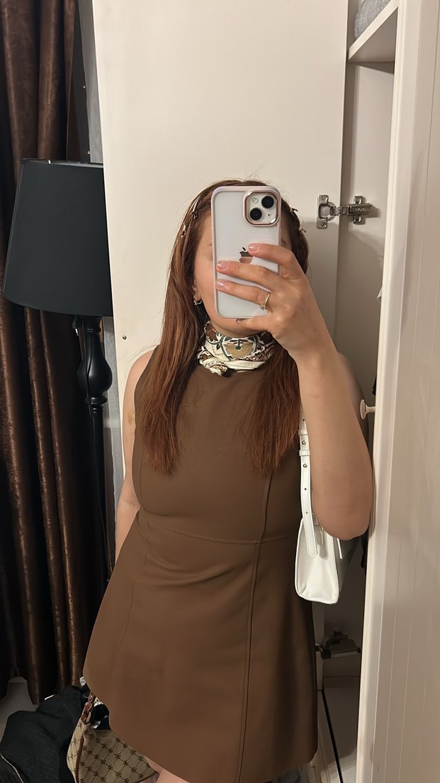 Kahverengi zara elbise - Görsel 3