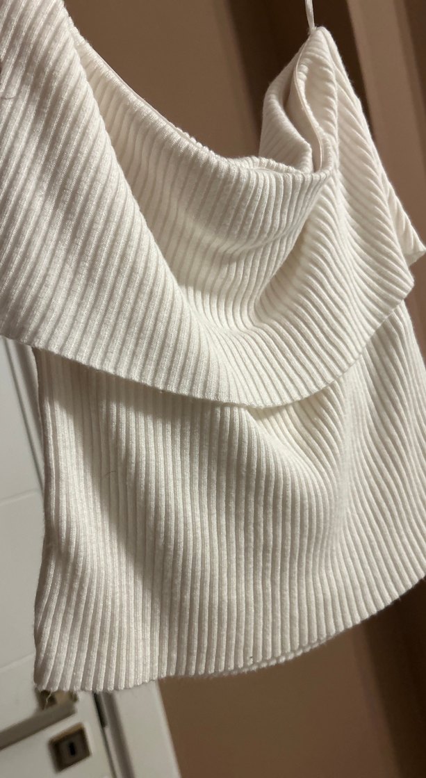 Beyaz Pilili Mini Askılı Bluz - Görsel 2