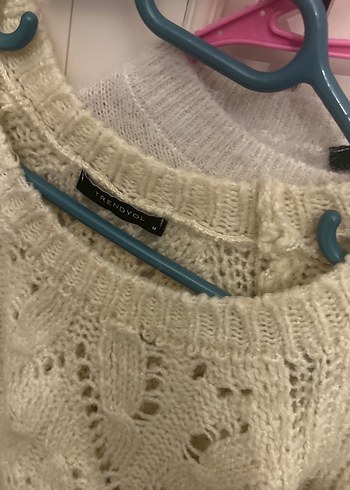 Örgü Bohem Kadın Kazak Beyaz - Görsel 3