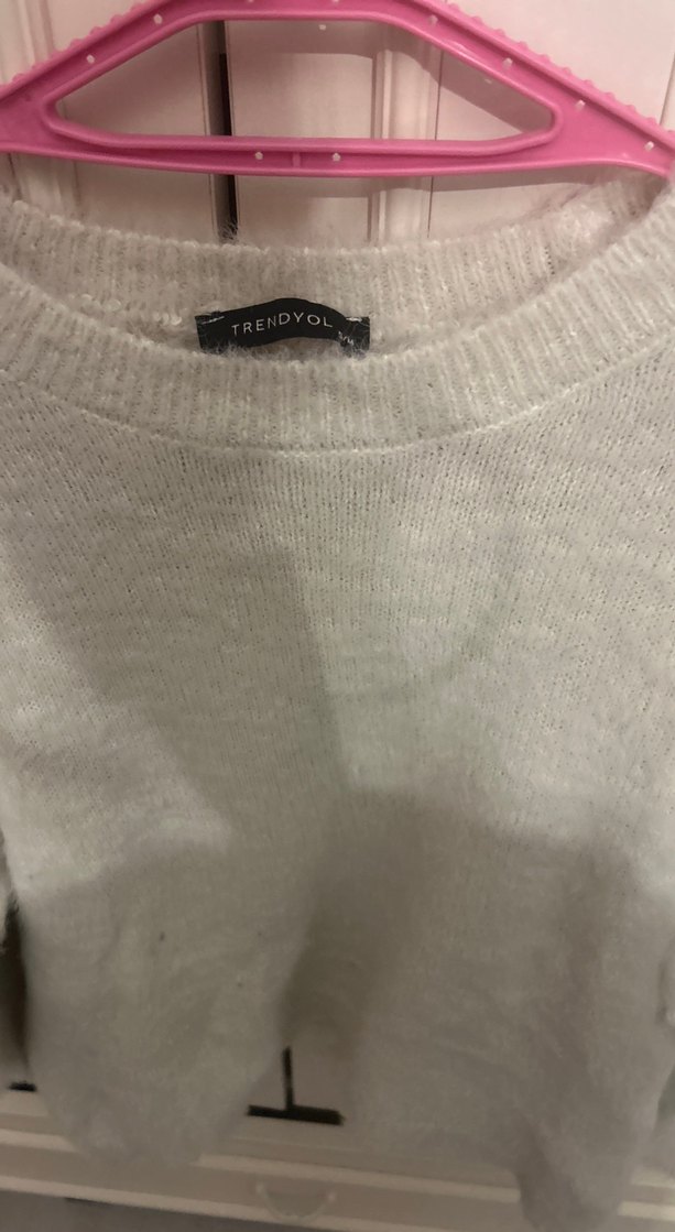 Örgü Bohem Kadın Kazak Beyaz - Görsel 5