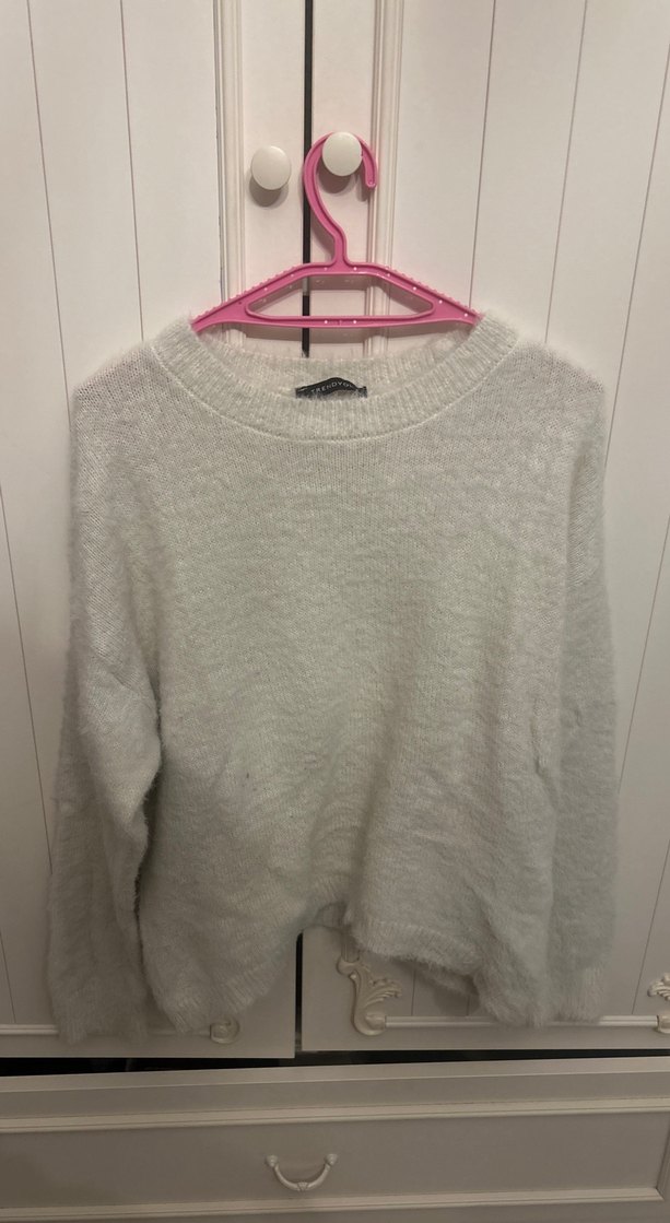 Örgü Bohem Kadın Kazak Beyaz - Görsel 4