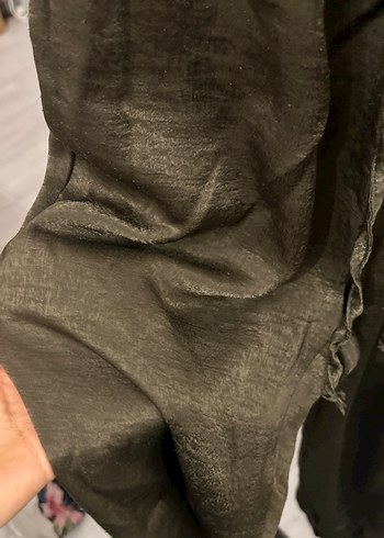 Kadın yeşili Kemerli Keten Pantolon - Görsel 2