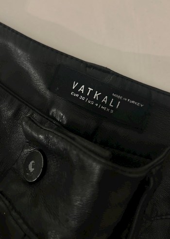 Deri Siyah Kadın Midi Pantolon - Görsel 5