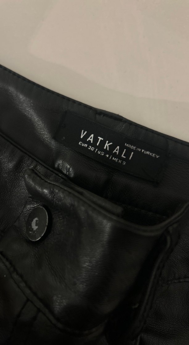 Deri Siyah Kadın Midi Pantolon - Görsel 5