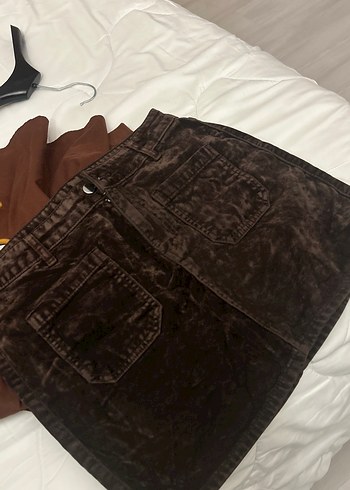 Siyah Süet Kadın Denim Ceket etek takım - Görsel 3