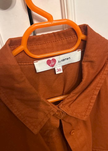 Düğmeli Kadın Kahverengi Süet Gömlek - Görsel 2