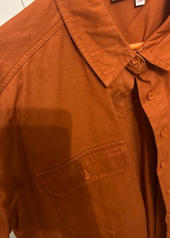 Düğmeli Kadın Kahverengi Süet Gömlek - Görsel 3