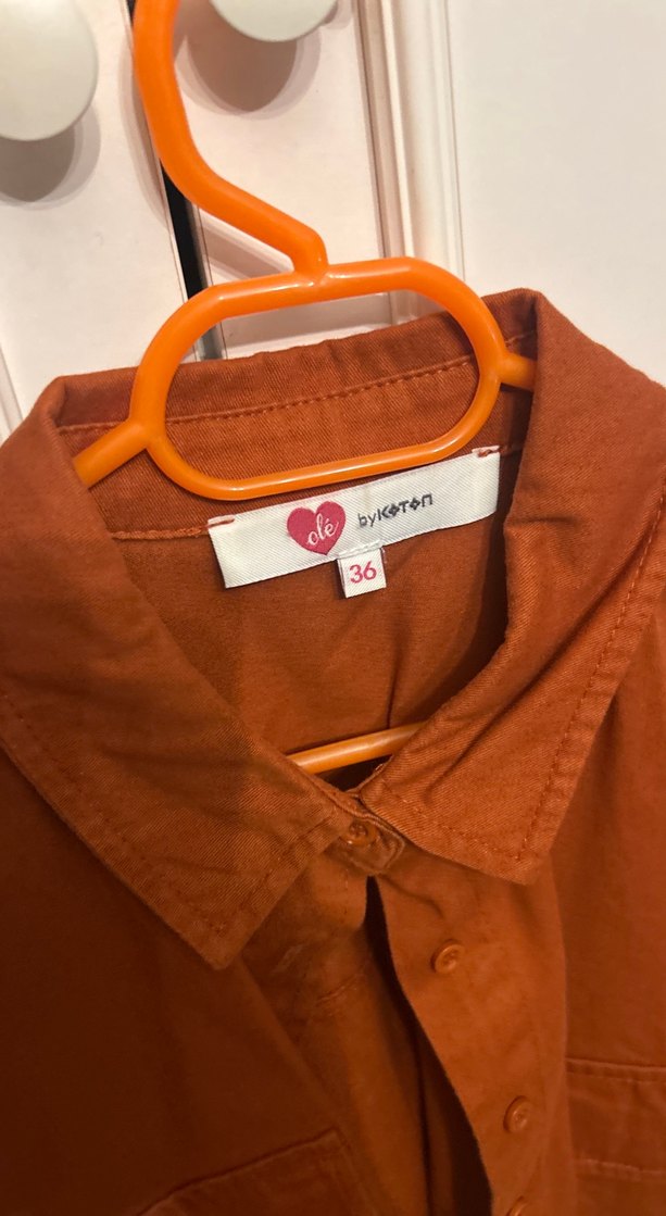 Düğmeli Kadın Kahverengi Süet Gömlek - Görsel 2