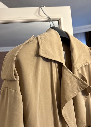 Bej Uzun Keten Trençkot - Görsel 3