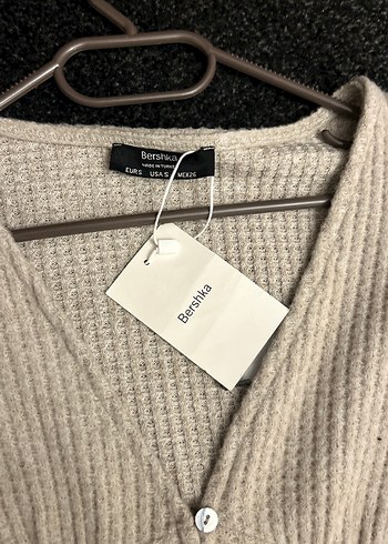 Bej V Yaka Mini Triko Hırka - Görsel 2