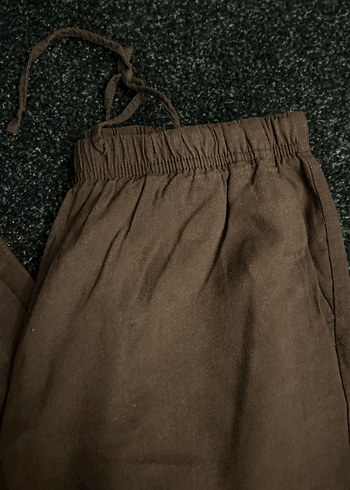 Kadın Kahverengi Keten Salaş Pantolon - Görsel 2