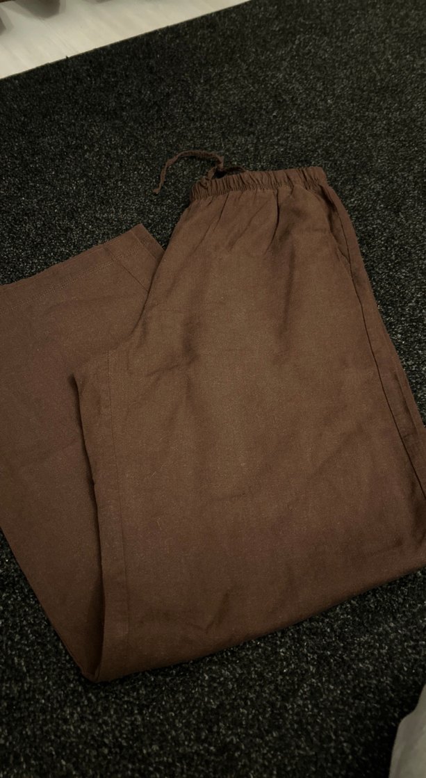 Kadın Kahverengi Keten Salaş Pantolon - Görsel 3