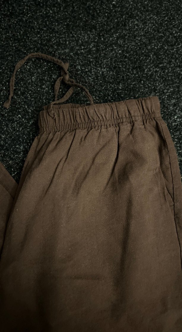 Kadın Kahverengi Keten Salaş Pantolon - Görsel 2