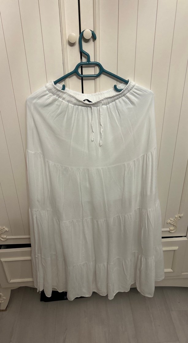 Beyaz Bohem Salaş Midi Etek - Görsel 2