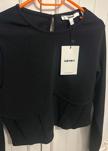 Siyah Koton Kadın Uzun Kollu Bluz - Görsel 3