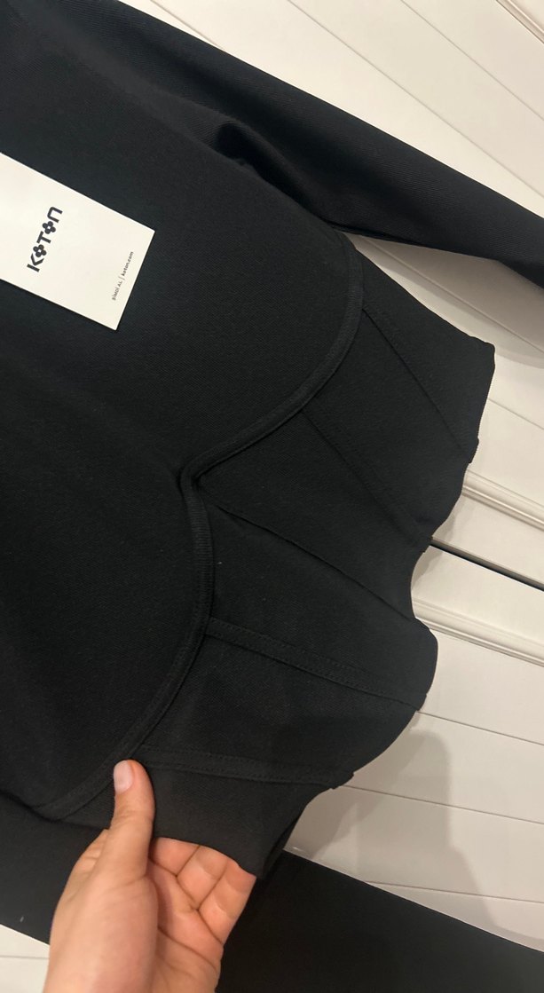 Siyah Koton Kadın Uzun Kollu Bluz - Görsel 4