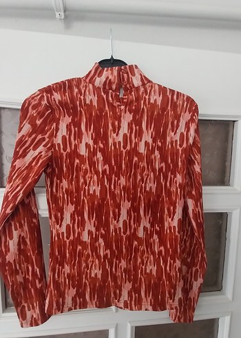 Kırmızı Uzun Kollu Tie-Dye Bluz