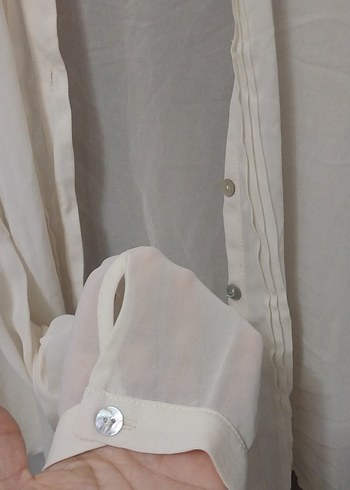 Cotton Bar Beyaz Keten Uzun Kollu Bohem Gömlek