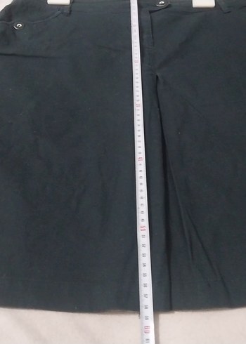 Siyah Kot Kemerli Bermuda midi etek - Görsel 2