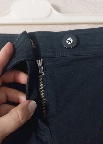 Siyah Kot Kemerli Bermuda midi etek - Görsel 5