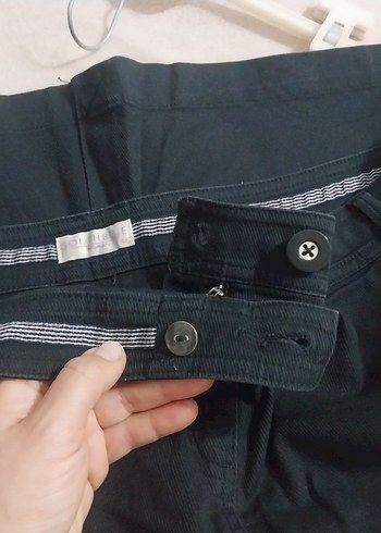 Siyah Kot Kemerli Bermuda midi etek - Görsel 9