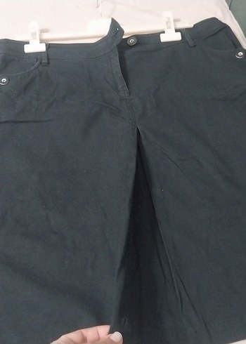 Siyah Kot Kemerli Bermuda midi etek - Görsel 6