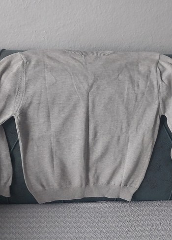 Gri V Yakalı Erkek  cocuk Triko Kazak - Görsel 6