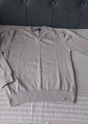 Gri V Yakalı Erkek  cocuk Triko Kazak - Görsel 2
