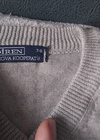 Gri V Yakalı Erkek  cocuk Triko Kazak - Görsel 3