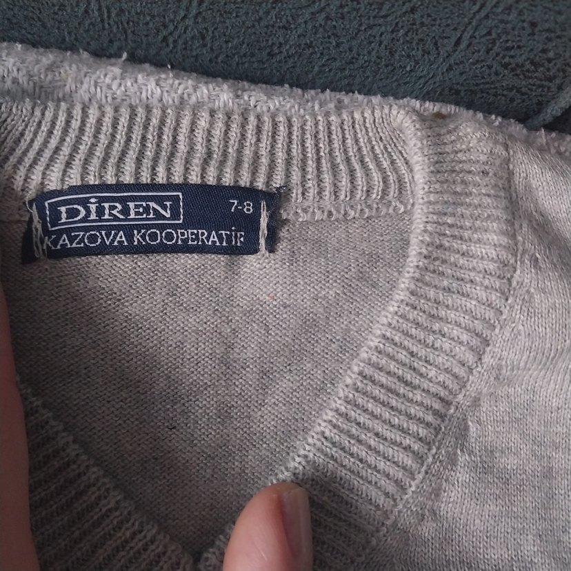 Gri V Yakalı Erkek  cocuk Triko Kazak - Görsel 3