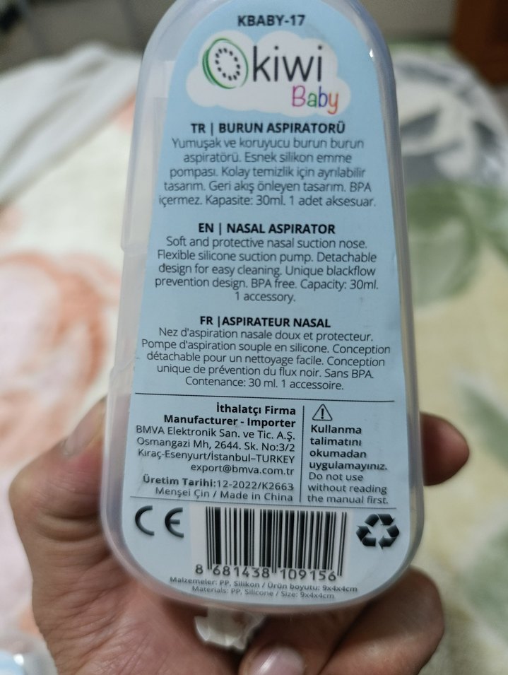 Beyaz Esnek Burun Aspiratörü KBABY-17 - Görsel 3