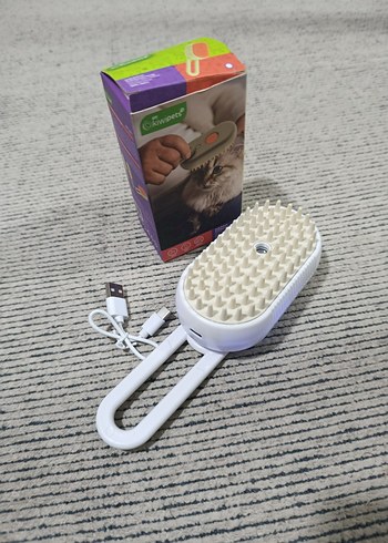 Beyaz Kedi Tüy Bakım Fırçası USB Şarjlı - Görsel 2