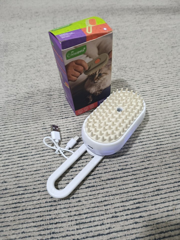 Beyaz Kedi Tüy Bakım Fırçası USB Şarjlı - Görsel 2