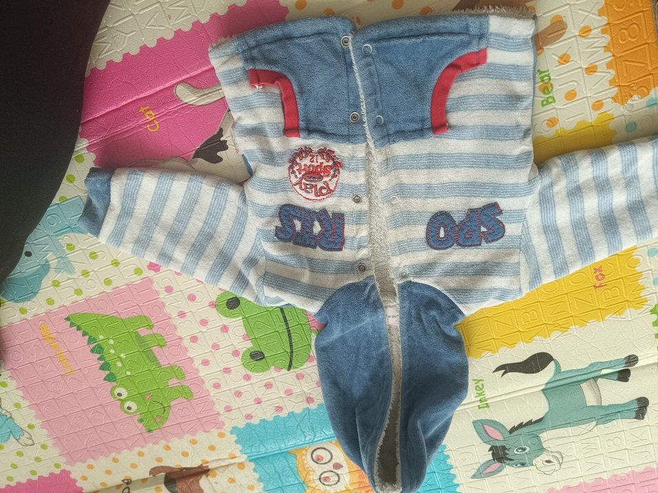 Kapüşonlu Erkek Çocuk Bornoz - Mavi - Görsel 3