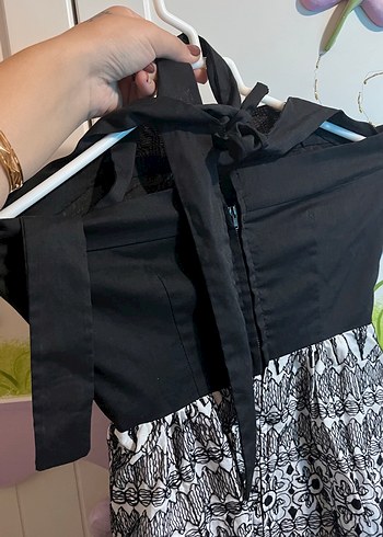 Bohem Siyah Bağlama Desenli Uzun Hamile Eteği - Görsel 2