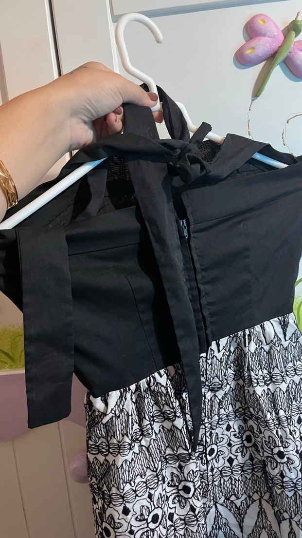 Bohem Siyah Bağlama Desenli Uzun Hamile Eteği - Görsel 2