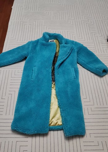 Mavi Midi Kadın Peluş Kaban Boy 110 koltuk altı 65cm
