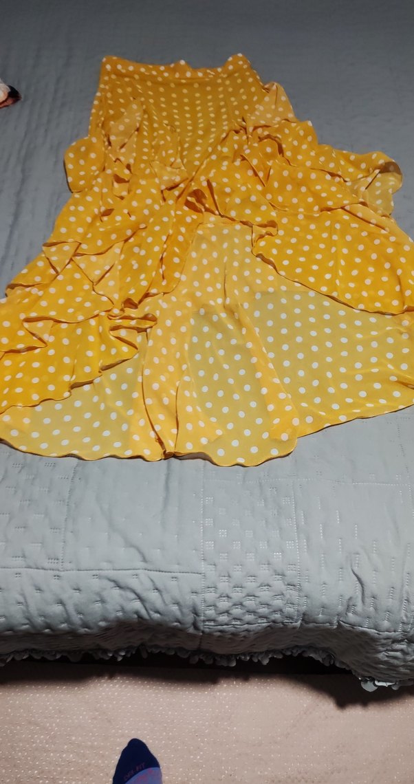 Sarı Puantiyeli Uzun Hamile Eteği - Görsel 2