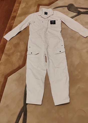 Beyaz Kadın Uzun Kollu Tulum - Görsel 3