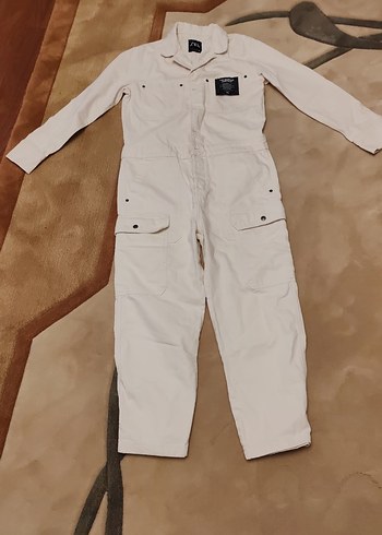 Beyaz Kadın Uzun Kollu Tulum - Görsel 4