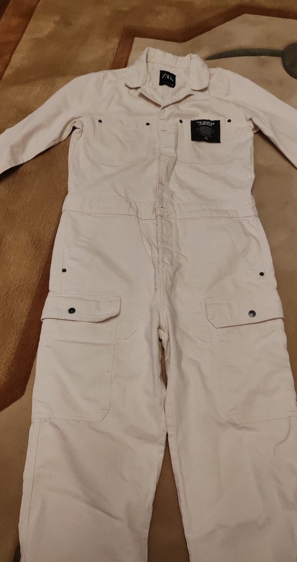 Beyaz Kadın Uzun Kollu Tulum - Görsel 5