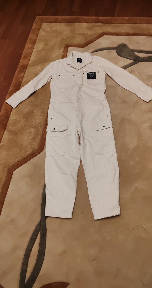 Beyaz Kadın Uzun Kollu Tulum - Görsel 3