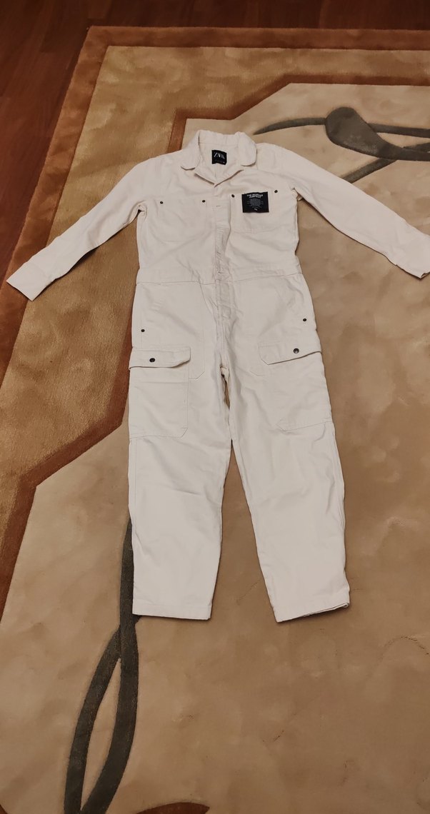 Beyaz Kadın Uzun Kollu Tulum - Görsel 4