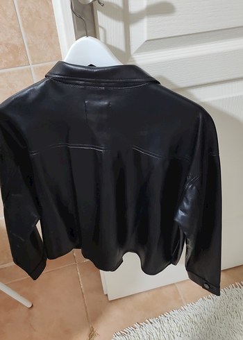 Zara Siyah Deri Düğmeli Ceket - Görsel 6