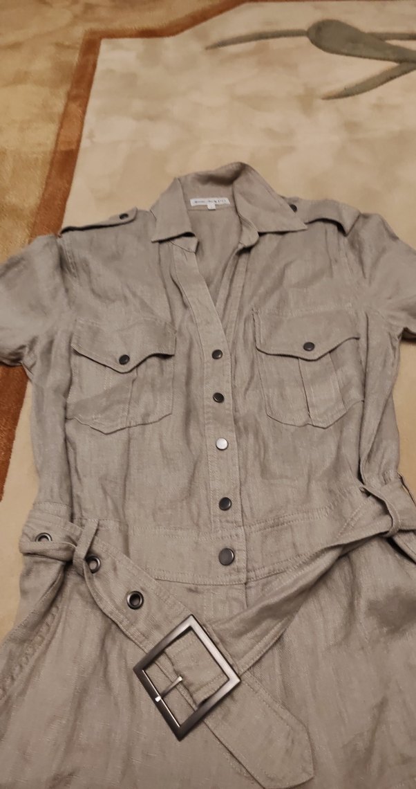 Kemerli Bej Keten Mini Tulum - Görsel 5