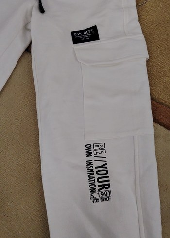 Beyaz Baskılı kadınSpor Eşofman Altı - Görsel 2