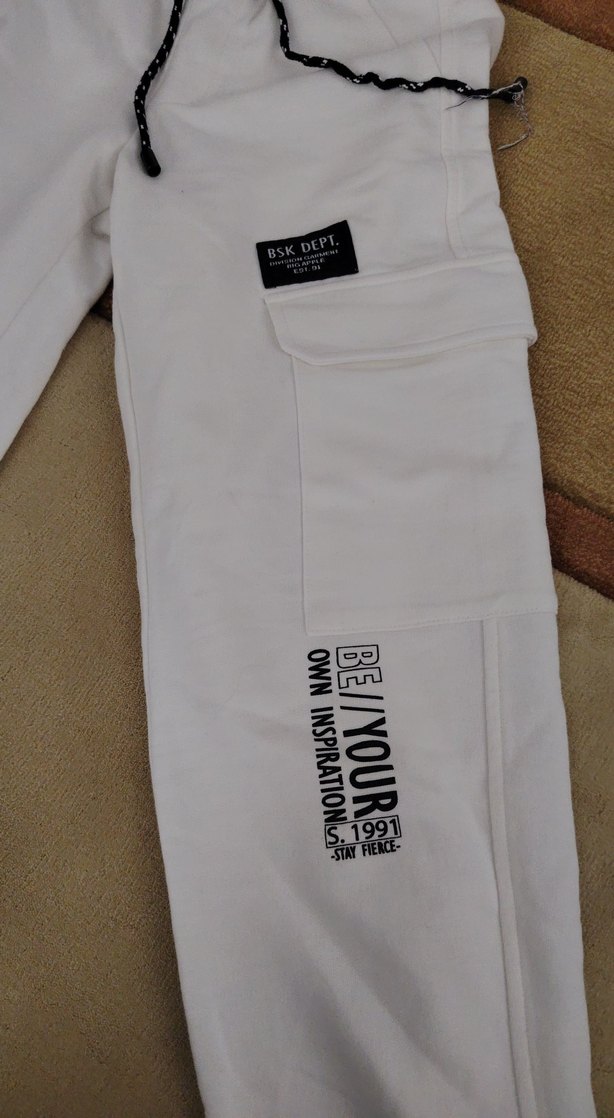 Beyaz Baskılı kadınSpor Eşofman Altı - Görsel 2