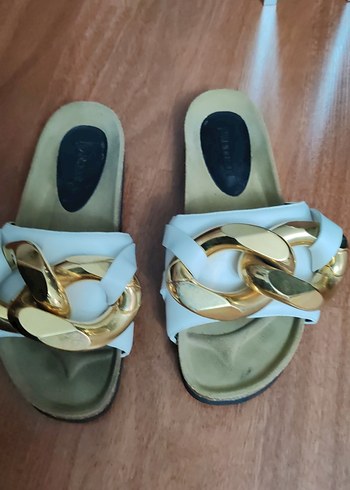 Kadın Beyaz Tokalı Dolgu Topuk Terlik jwanderson marka - Görsel 5