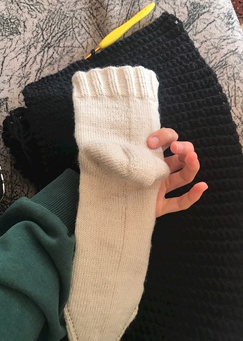 Bej El Örgüsü kadın Çorap patik - Görsel 4